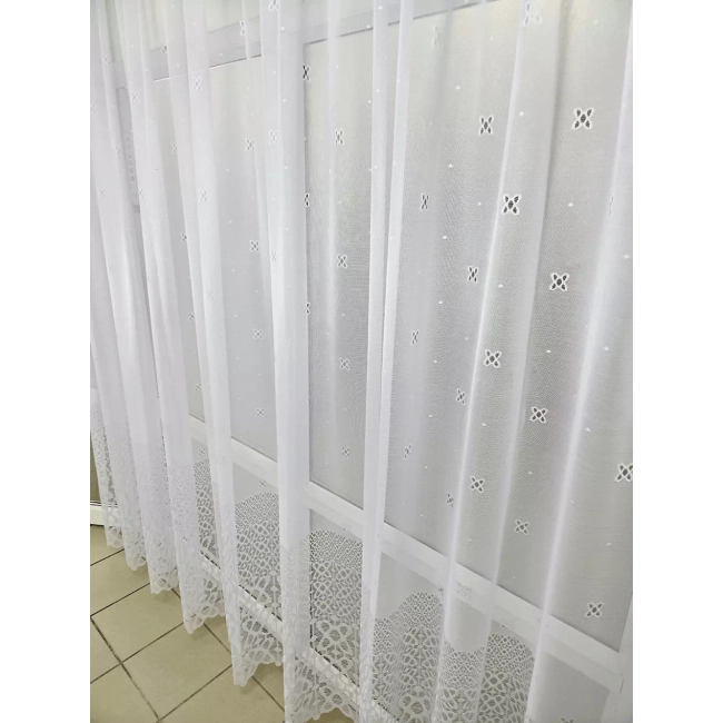 Firana żakardowa Magda - Firana do salonu, pokoju, na okno balkonowe z szerokim pasem 70 cm
